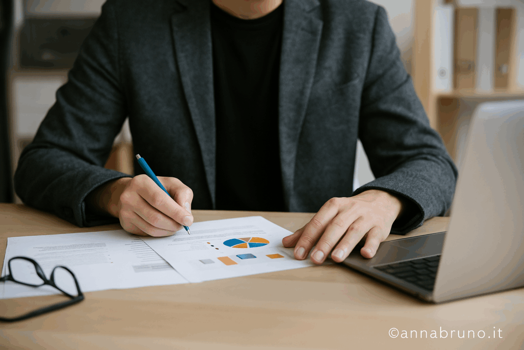 Un momento di lavoro strategico: la creazione di un piano marketing su misura inizia sempre da una scrivania e da tante domande - Foto ABAI