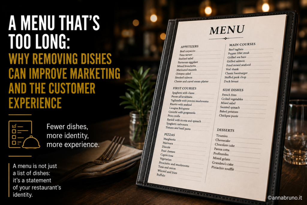 Restaurant menu that is too long as a marketing and customer experience issue