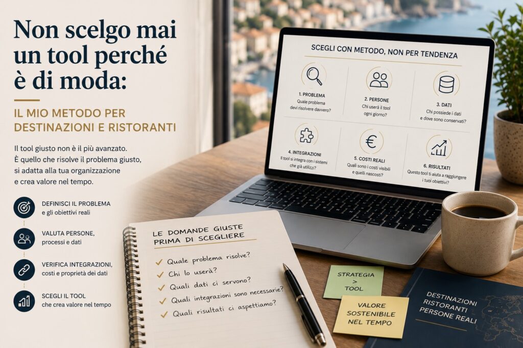 Metodo per scegliere tool digitali adatti a destinazioni turistiche e ristoranti