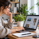 Scrivania professionale dedicata alla pianificazione di contenuti e pubblicazioni editoriali
